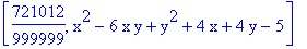 [721012/999999, x^2-6*x*y+y^2+4*x+4*y-5]
